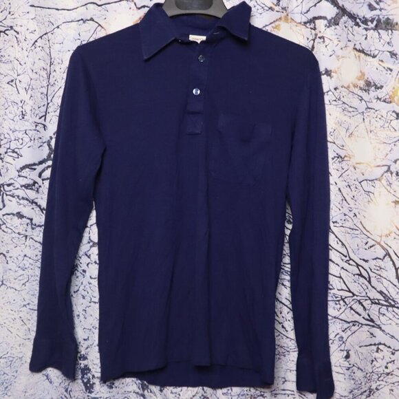 NAVY DRESS POLO M Career Club USA Vintage Office Work Shirt Classic Basic - Picture 2 of 7